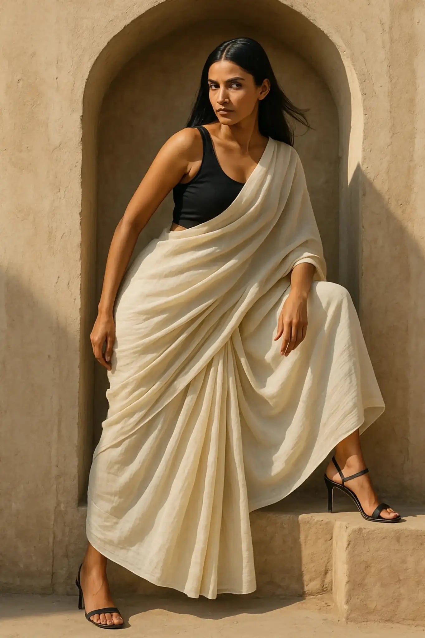 Soft Silence | Mul Cotton | Indidha Saree