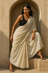 Soft Silence | Handloom Mul Cotton | Indidha Saree