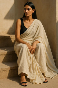 Soft Silence | Handloom Mul Cotton | Indidha Saree