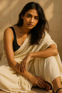 Soft Silence | Handloom Mul Cotton | Indidha Saree