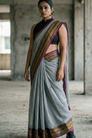 The Slate Rebellion | Mul Cotton | Indidha Saree