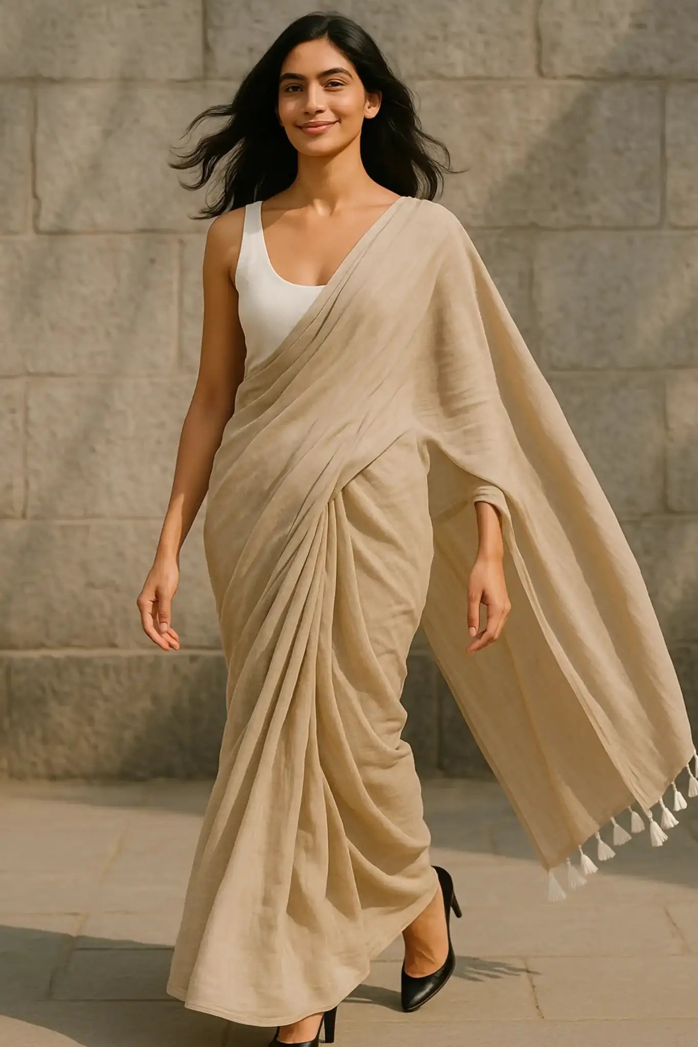 Sundown Silence | Handloom Mul Cotton | Indidha Saree