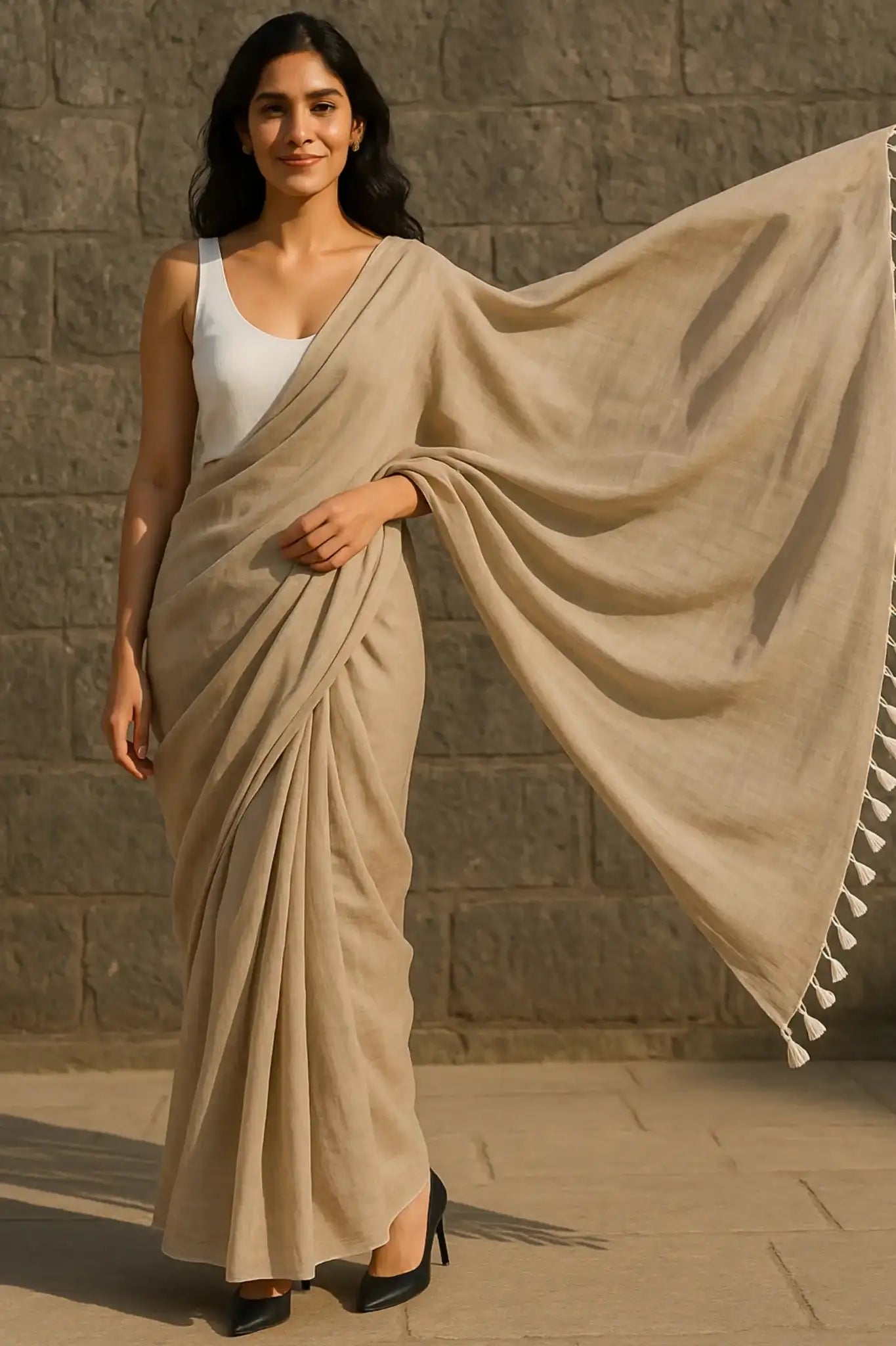 Sundown Silence | Handloom Mul Cotton | Indidha Saree