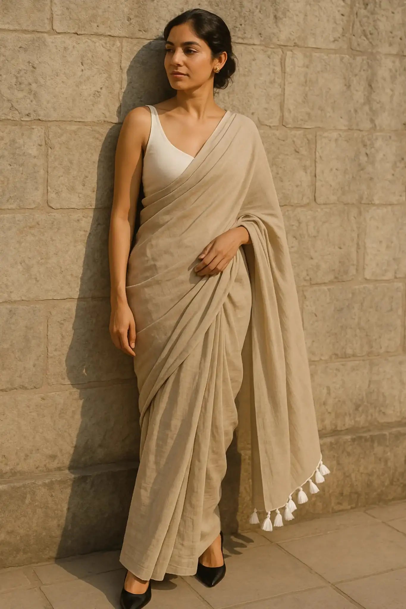 Sundown Silence | Handloom Mul Cotton | Indidha Saree