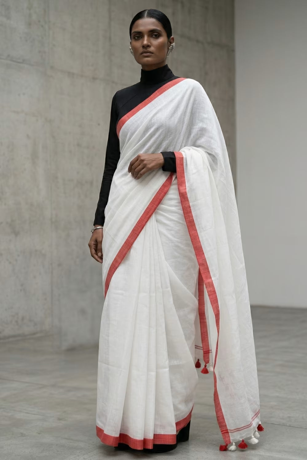 WHITE HORIZON | Cotton Slub | Indidha Saree