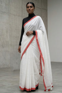 WHITE HORIZON | Cotton Slub | Indidha Saree