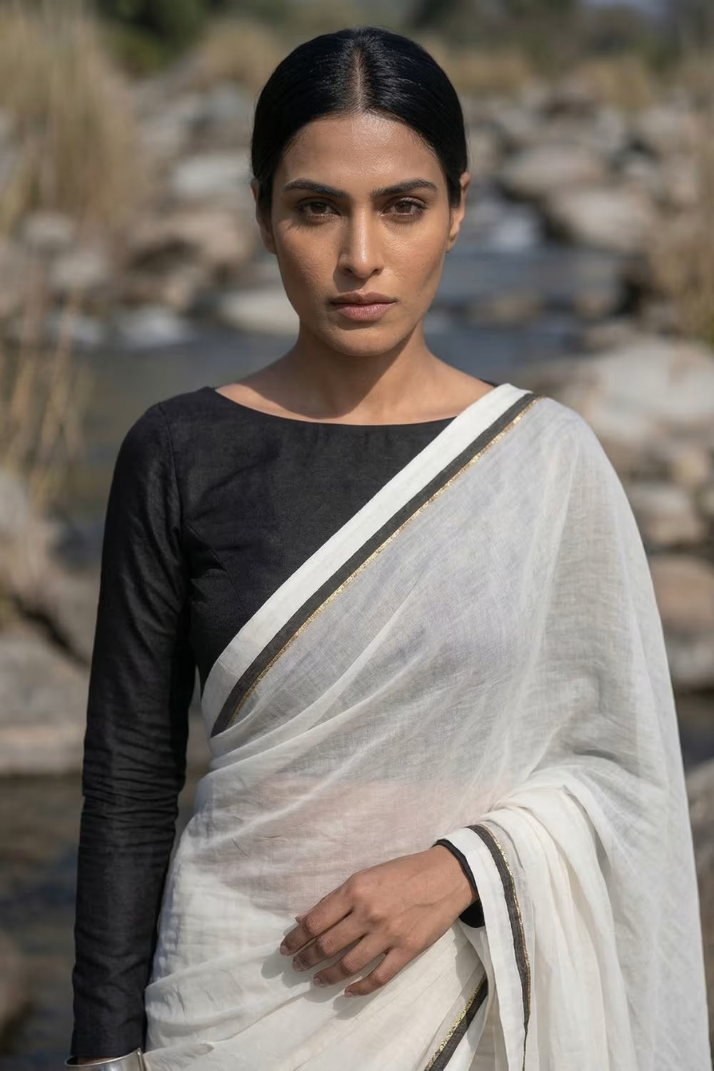 City Monochrome | Mul Cotton | Indidha Saree