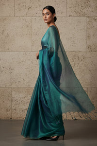 TEAL TEMPTATION | Handloom Tissue | Indidha Saree