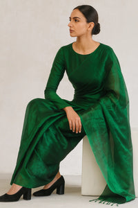 TEAL TEMPTATION | Handloom Tissue | Indidha Saree