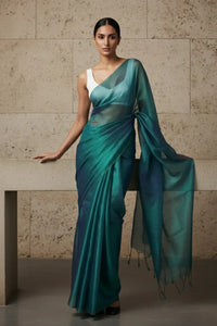 TEAL TEMPTATION | Handloom Tissue | Indidha Saree