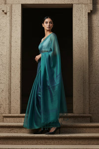 TEAL TEMPTATION | Handloom Tissue | Indidha Saree