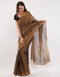 TRUCE SLATE | Handloom Linen Tissue | Indidha Saree