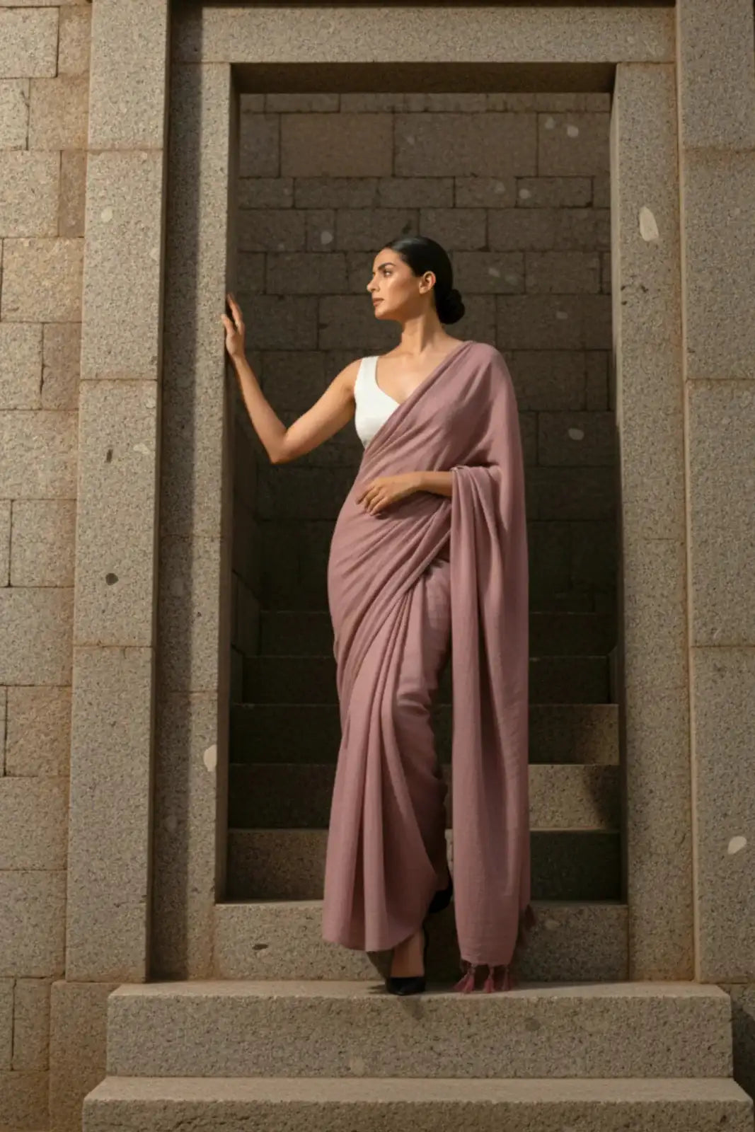 Twilight Lavender | Mul Cotton | Indidha Saree