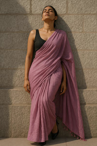Twilight Lavender | Handloom Mul Cotton | Indidha Saree