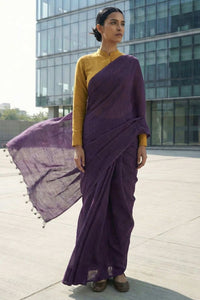 Plum Poise | Slub Cotton | Indidha Saree