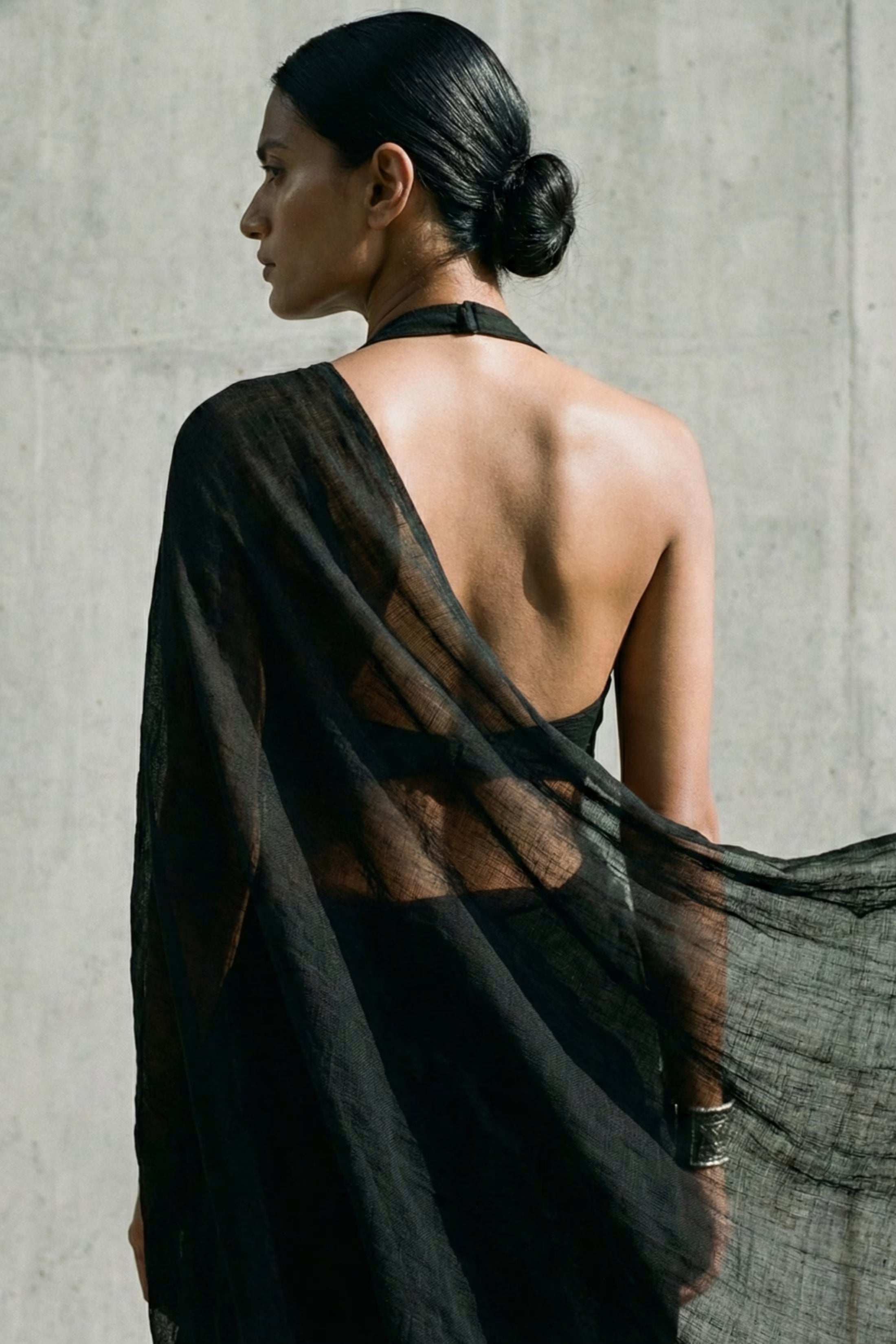 Ebon Drape | Mul Cotton | Indidha Saree