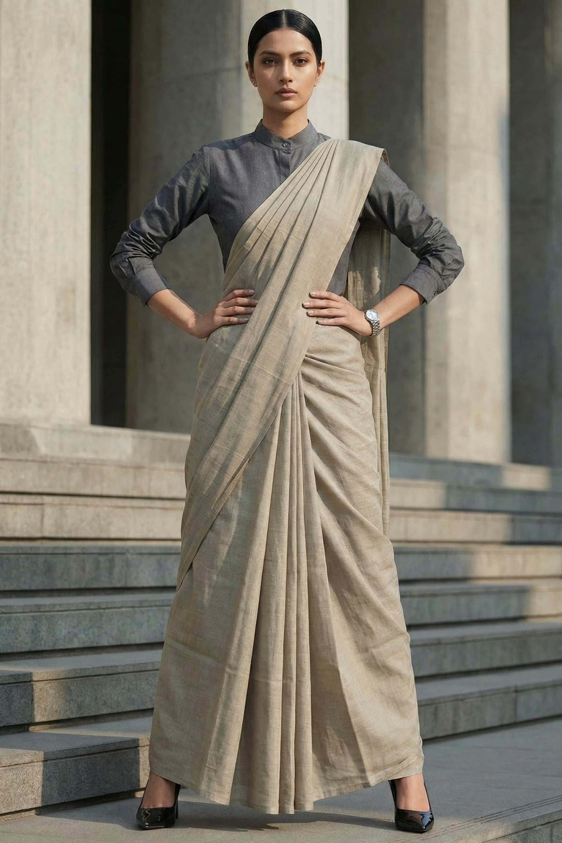Urban Clay | Slub Cotton | Indidha Saree