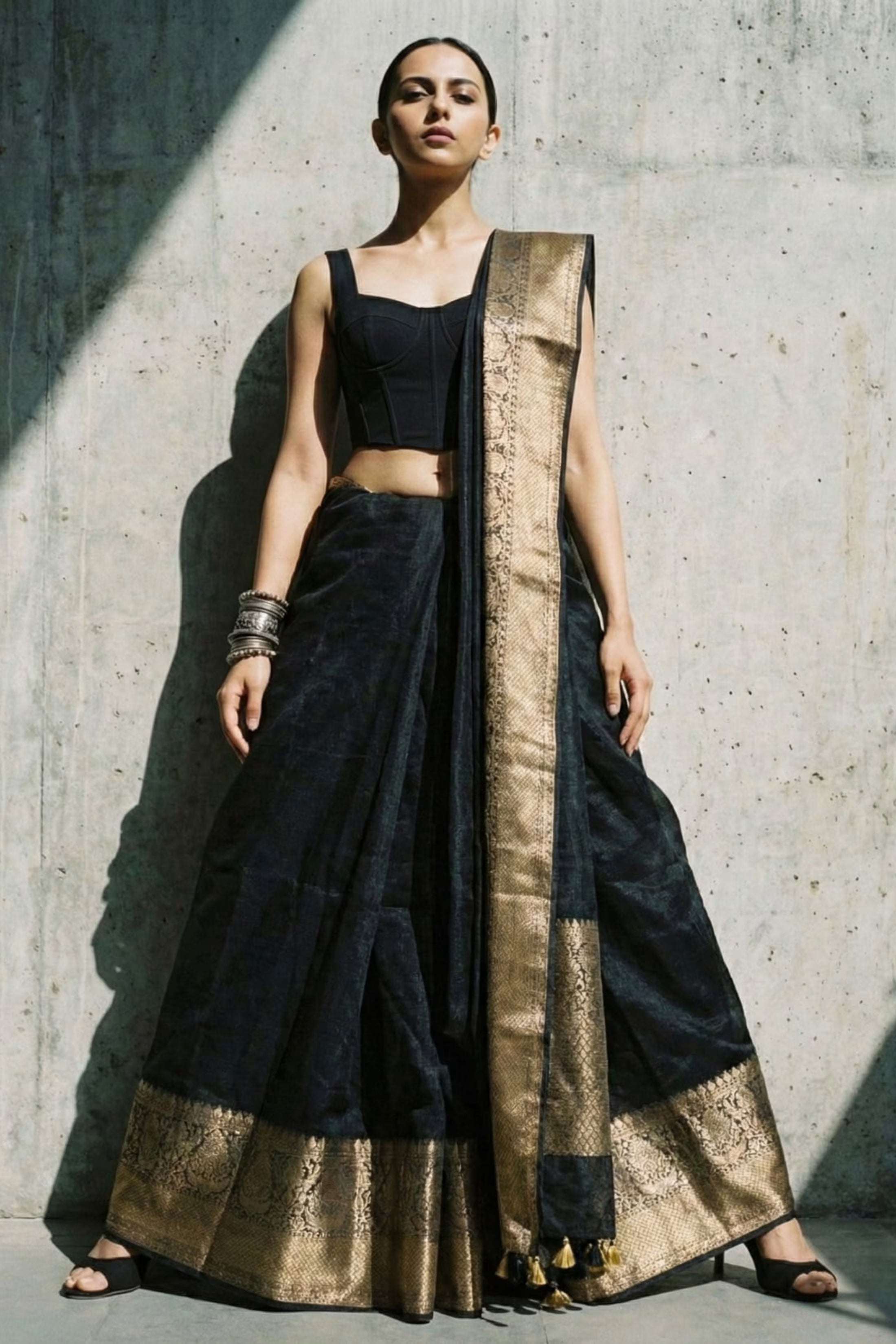 SHADOW ROYAL | Linen Silk | Indidha Saree