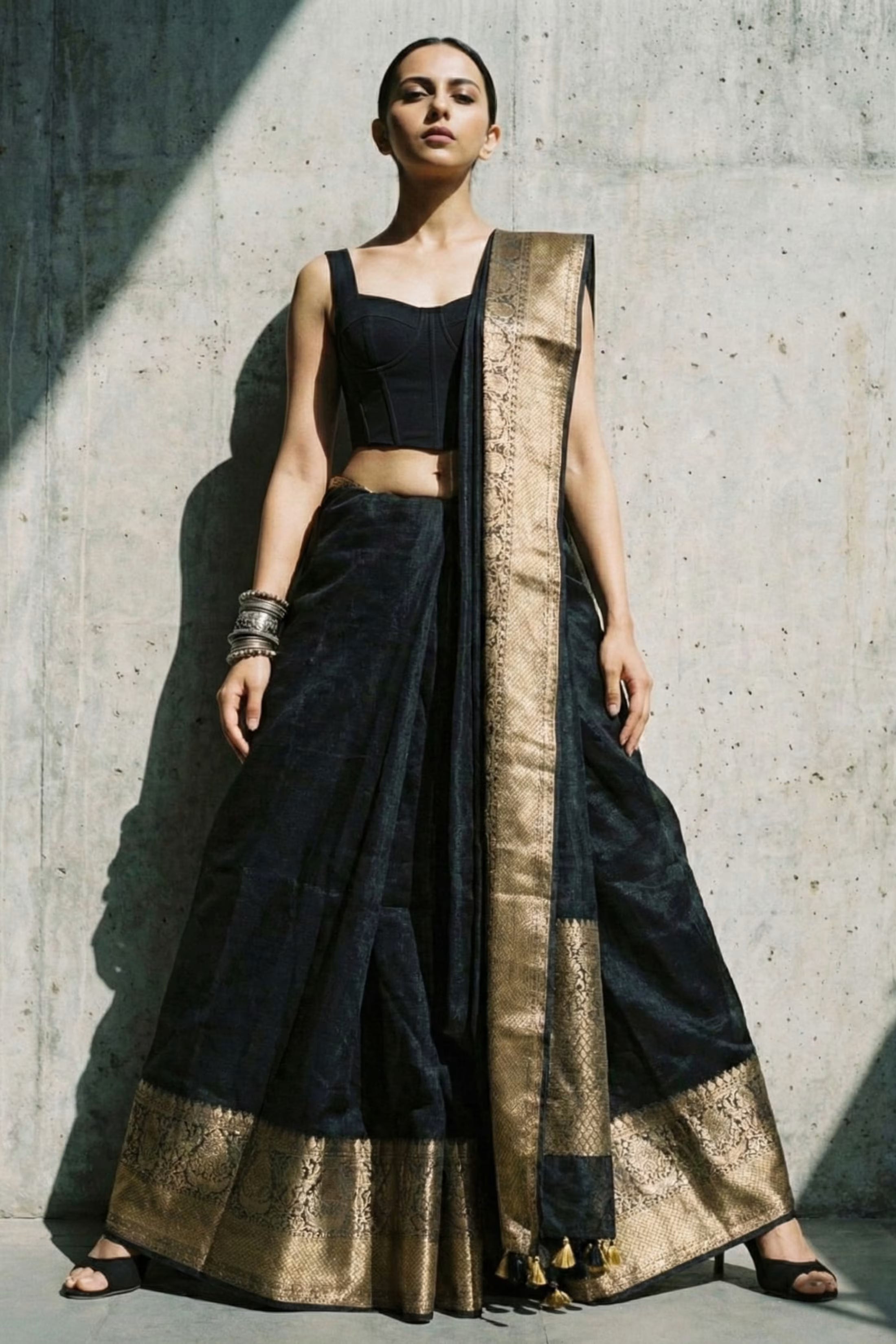 SHADOW ROYAL | Linen Silk | Indidha Saree