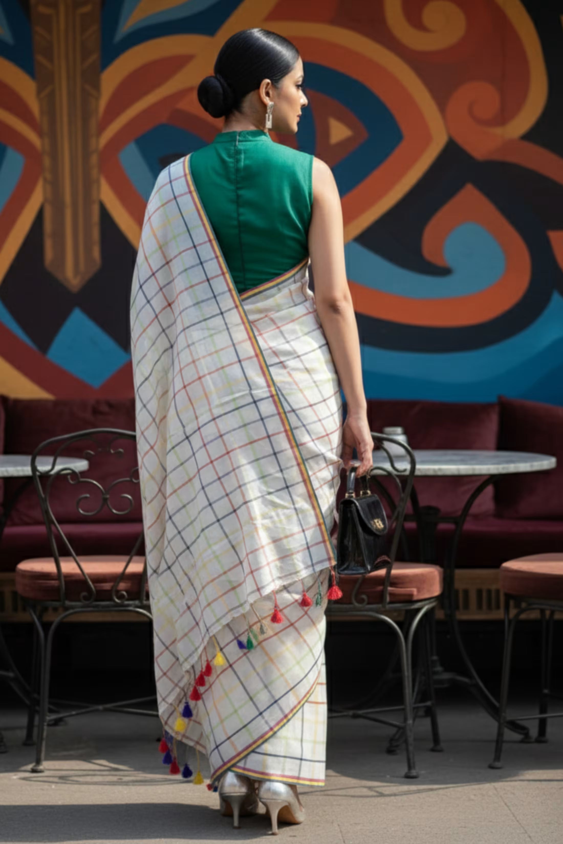 Noor Grid | Mul Cotton | Indidha Saree