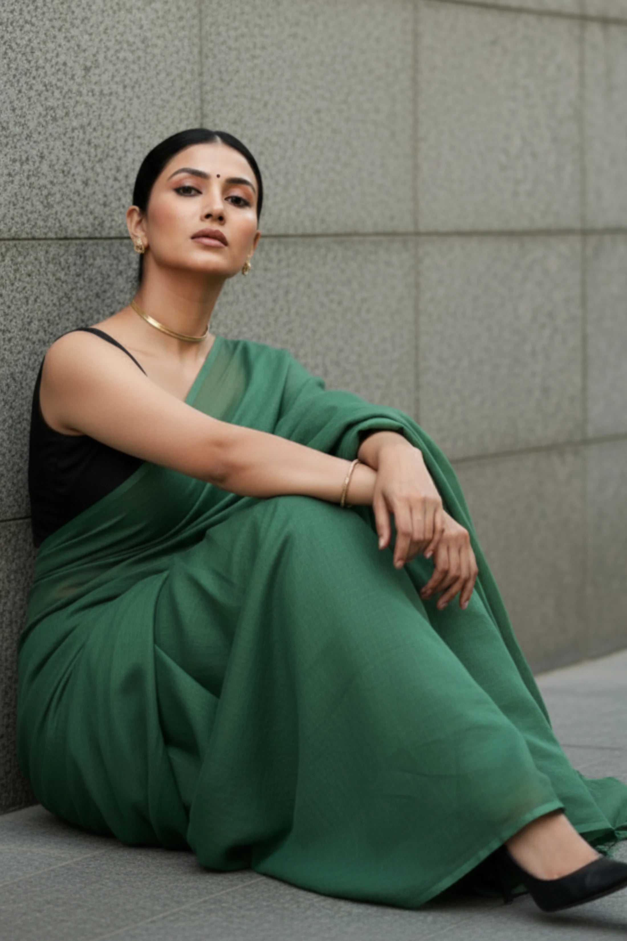 Dark Grace | Handloom Mul Cotton | Indidha Saree