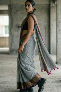 The Slate Rebellion | Mul Cotton | Indidha Saree