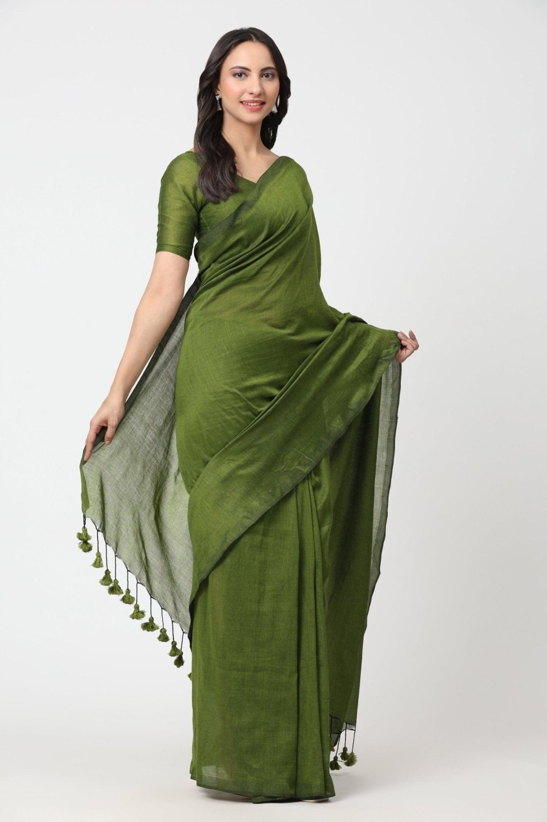 Emerald Green Cotton Saree