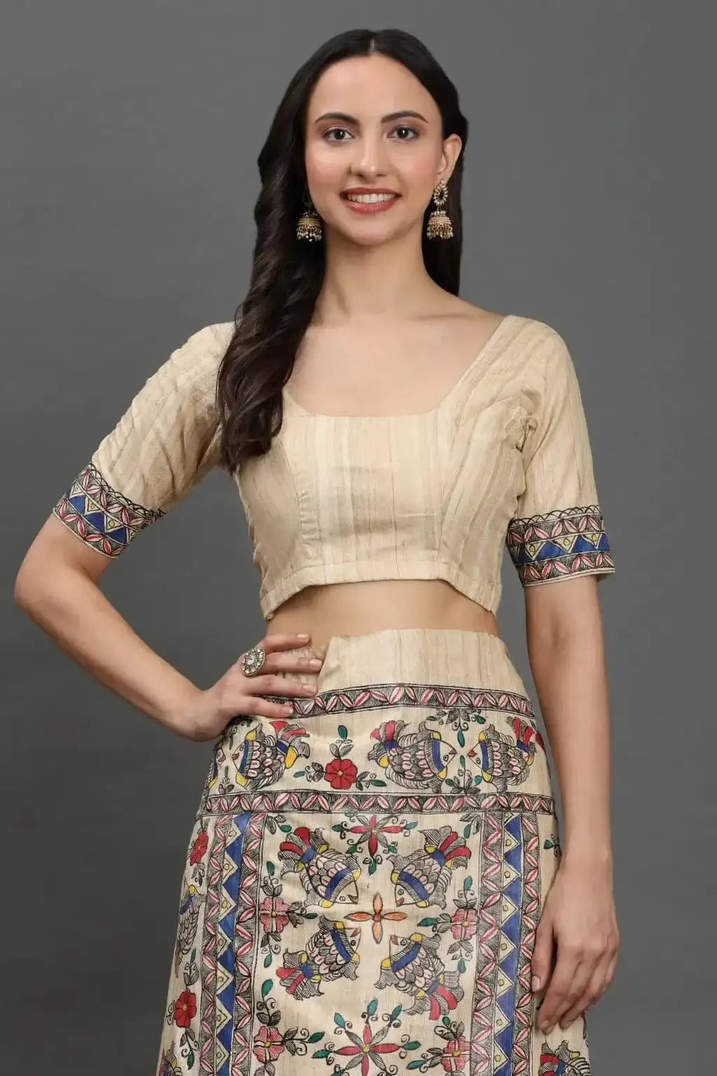 Vivid Heritage | Hand - painted Tussar Silk | Indidha Saree