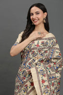 Vivid Heritage | Hand - painted Tussar Silk | Indidha Saree