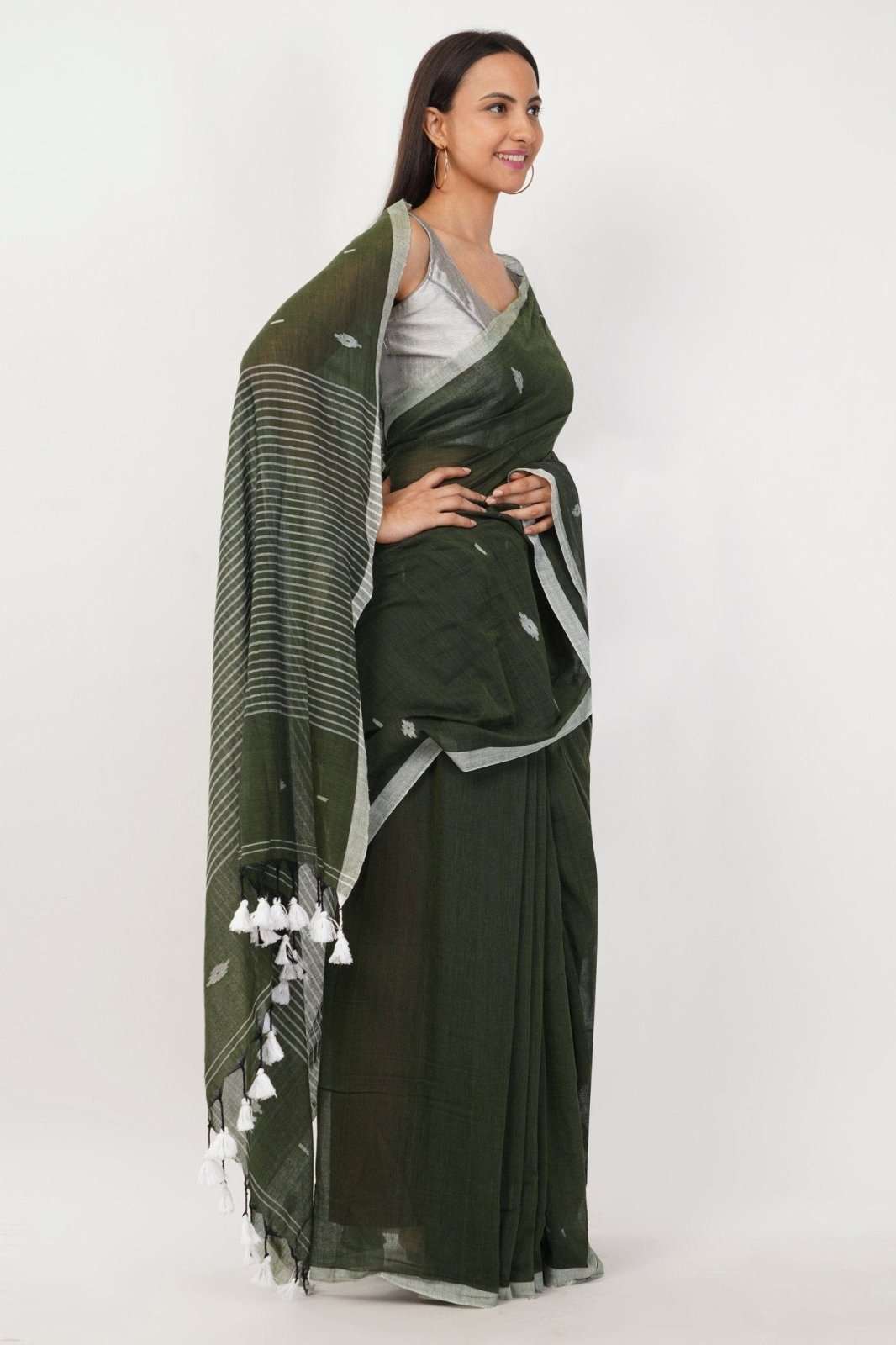WOVEN OLIVE | Mul Cotton | Indidha Saree