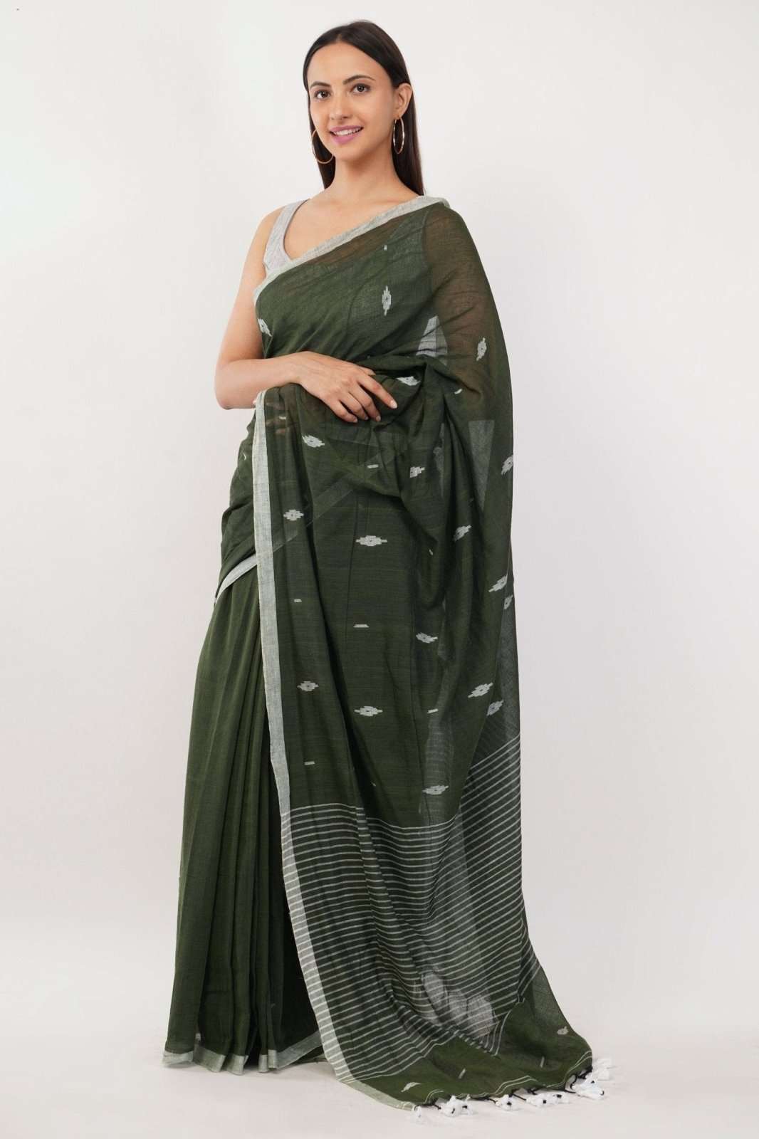 WOVEN OLIVE | Mul Cotton | Indidha Saree