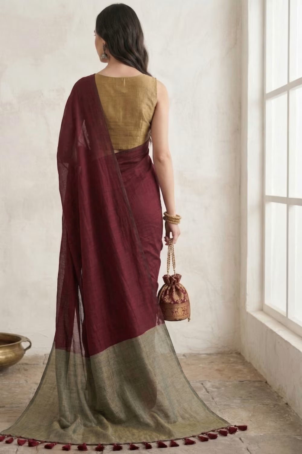 WINE MIRAGE | Acrylic Cotton | Indidha Saree