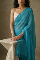 Azure Veil | Mul Cotton | Indidha Saree