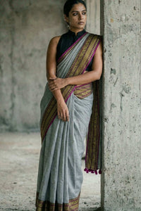 The Slate Rebellion | Mul Cotton | Indidha Saree