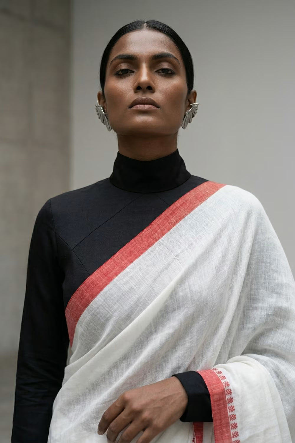 WHITE HORIZON | Cotton Slub | Indidha Saree