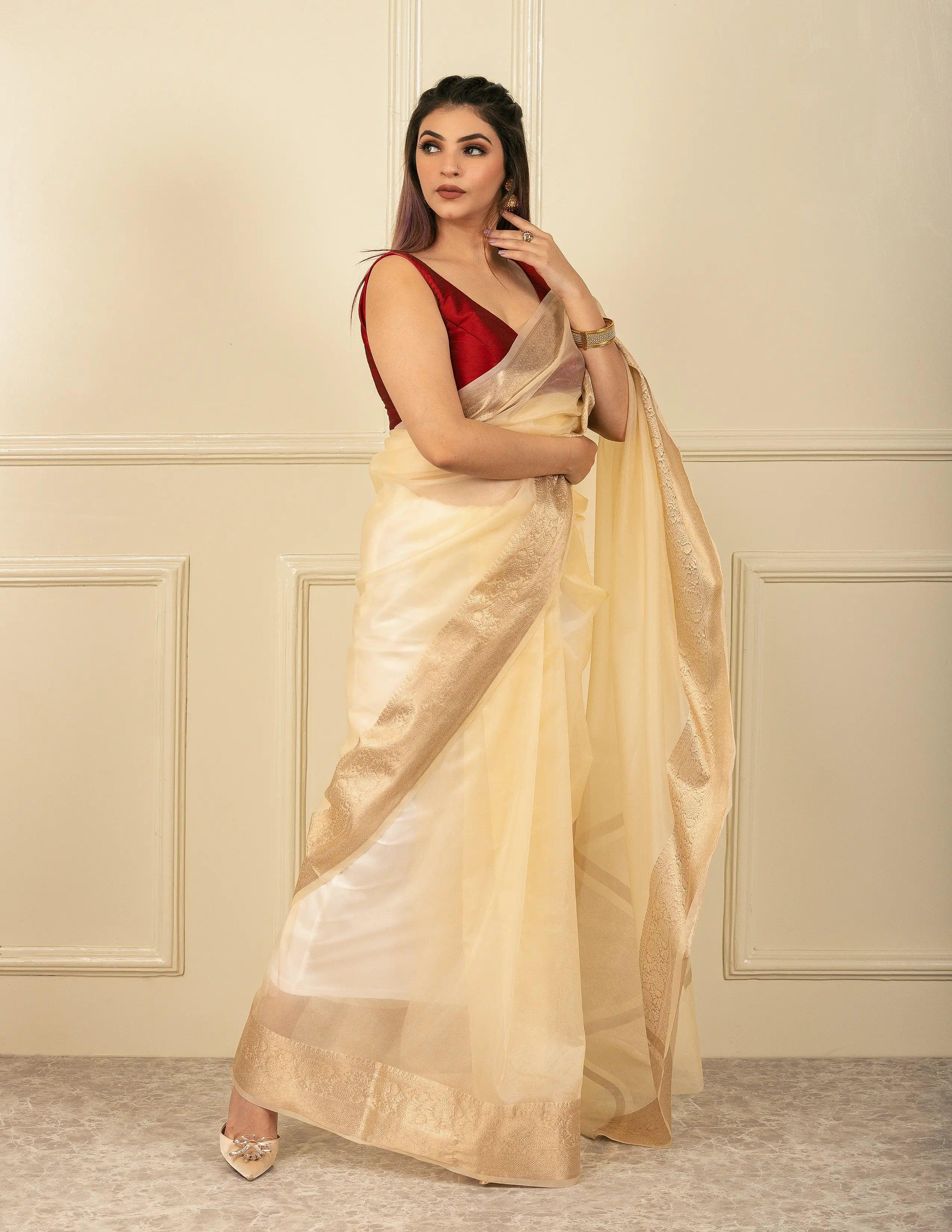 National Handloom, BGP Saree KOLAM | Organza with Banarasi Border | Indidha Saree