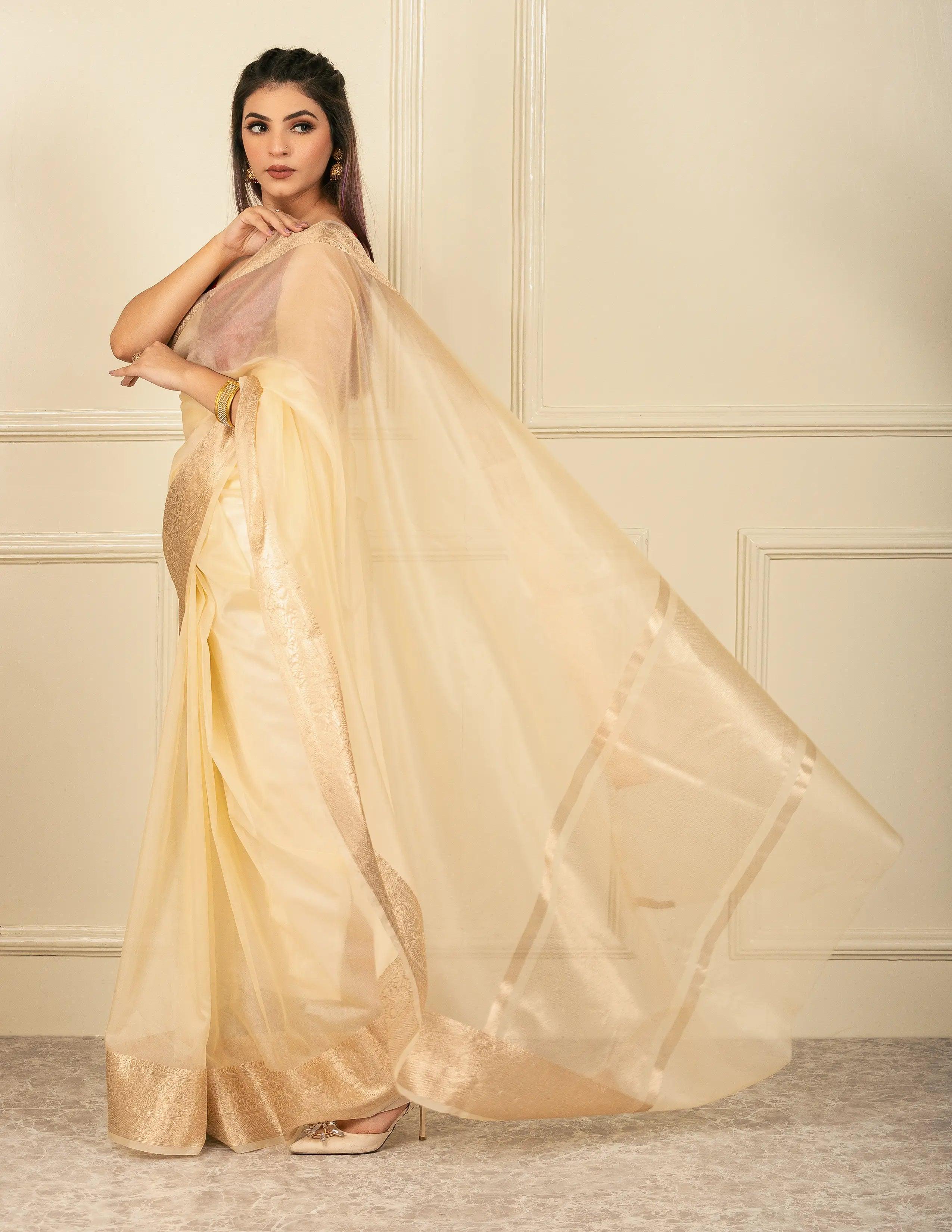 National Handloom, BGP Saree KOLAM | Organza with Banarasi Border | Indidha Saree