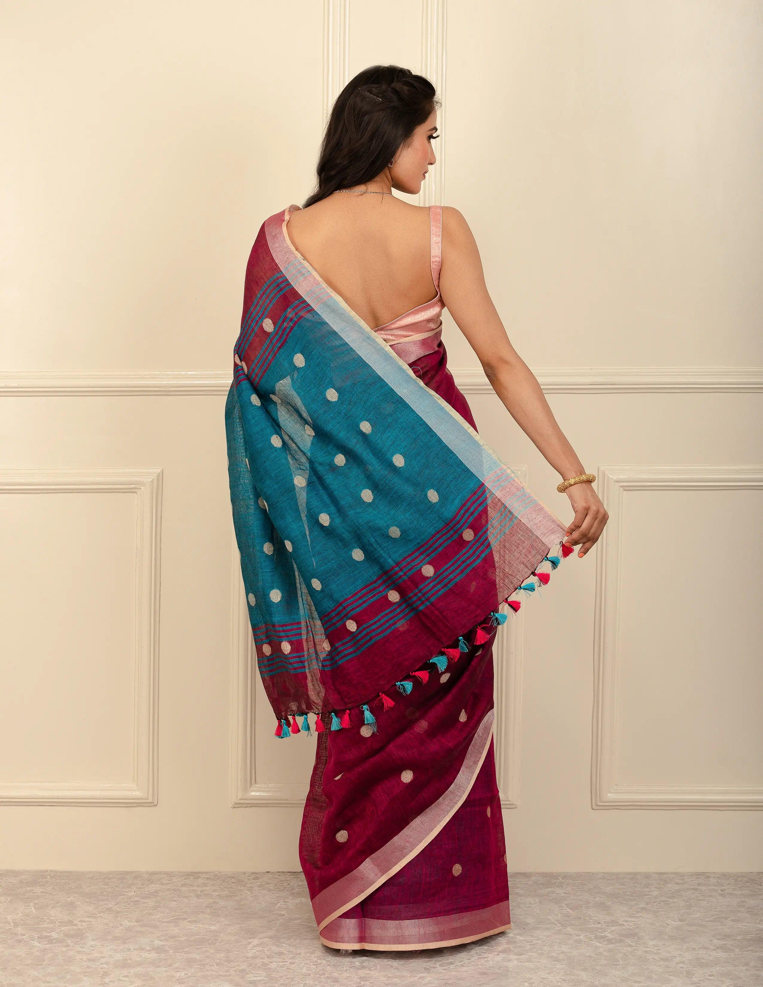 Bina Textile BGP Saree RAINDROP | Linen | Indidha Saree