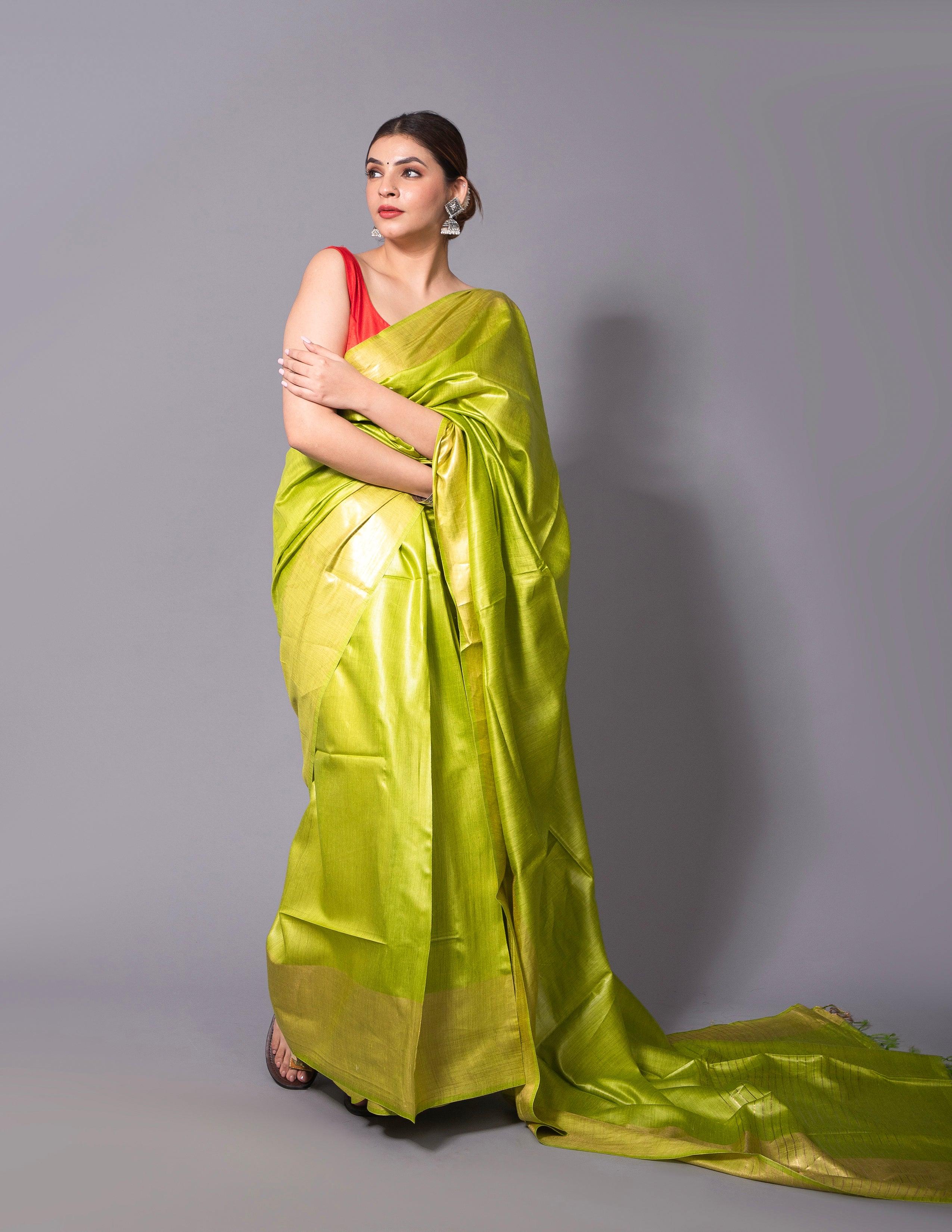 Ravi Kumar Bhagya Saree GOLDEN PARROT | Muga Silk | Indidha Saree