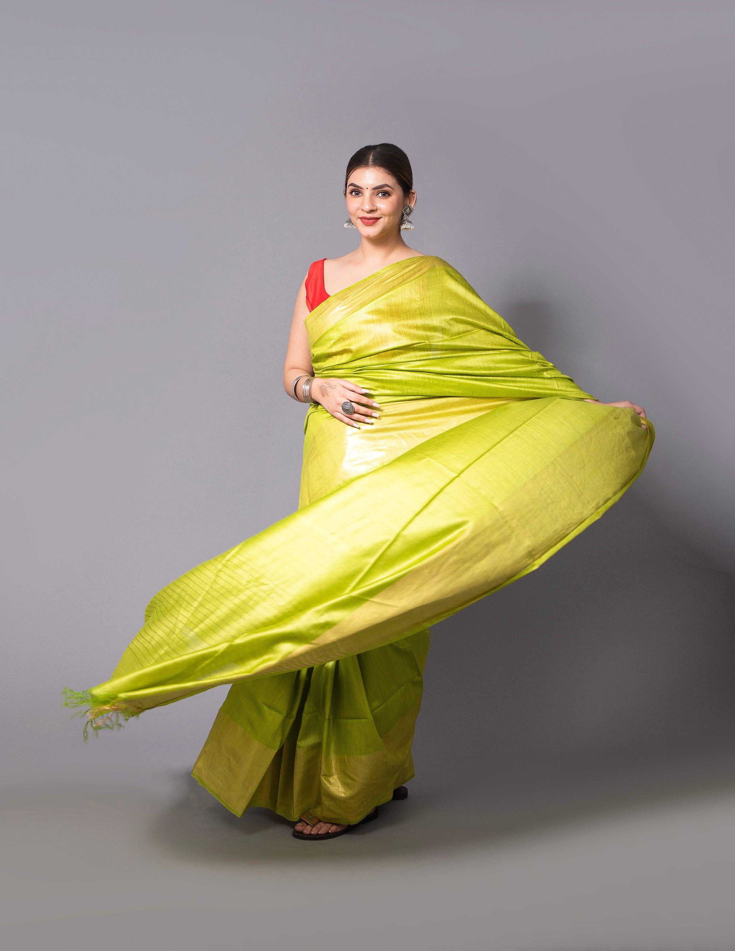 Ravi Kumar Bhagya Saree GOLDEN PARROT | Muga Silk | Indidha Saree