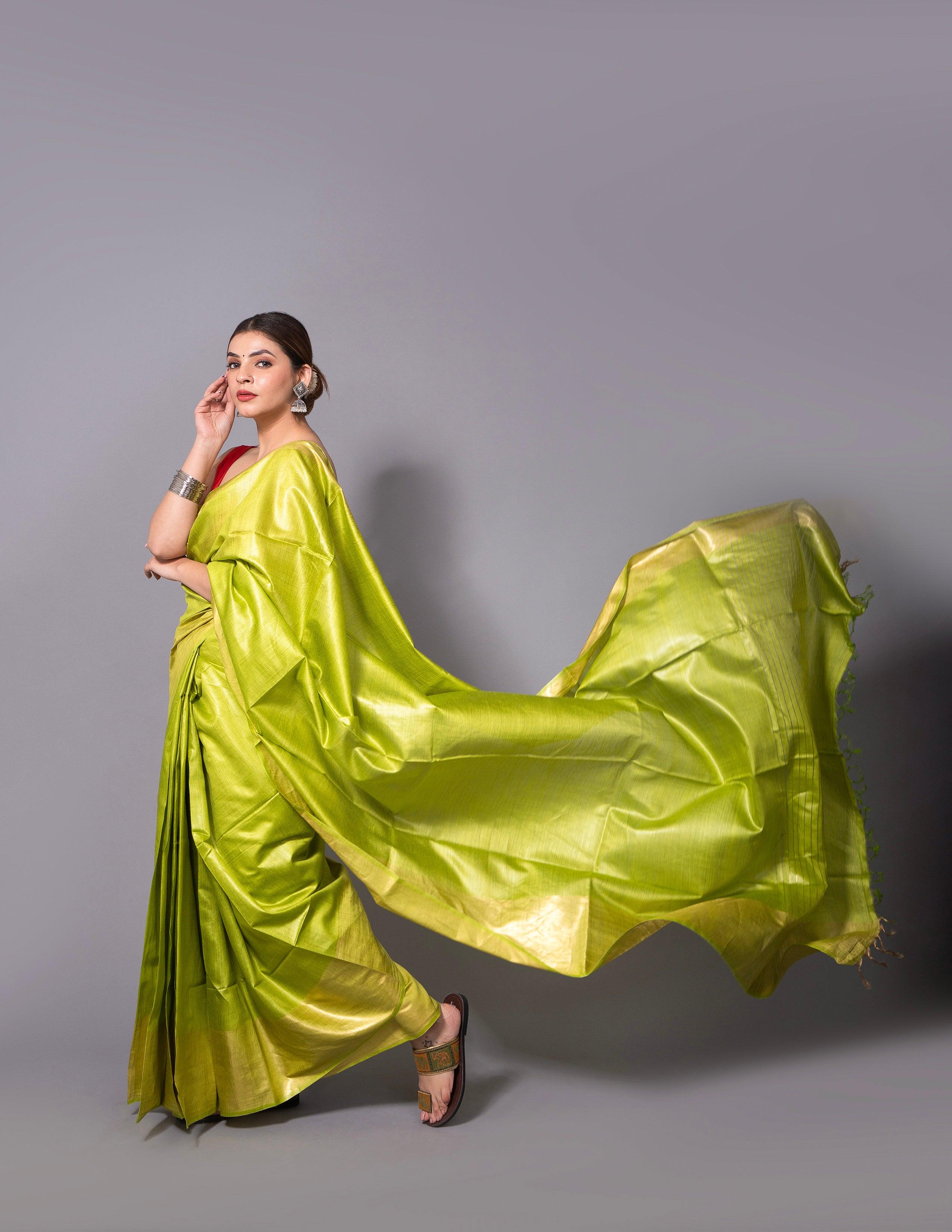 Ravi Kumar Bhagya Saree GOLDEN PARROT | Muga Silk | Indidha Saree