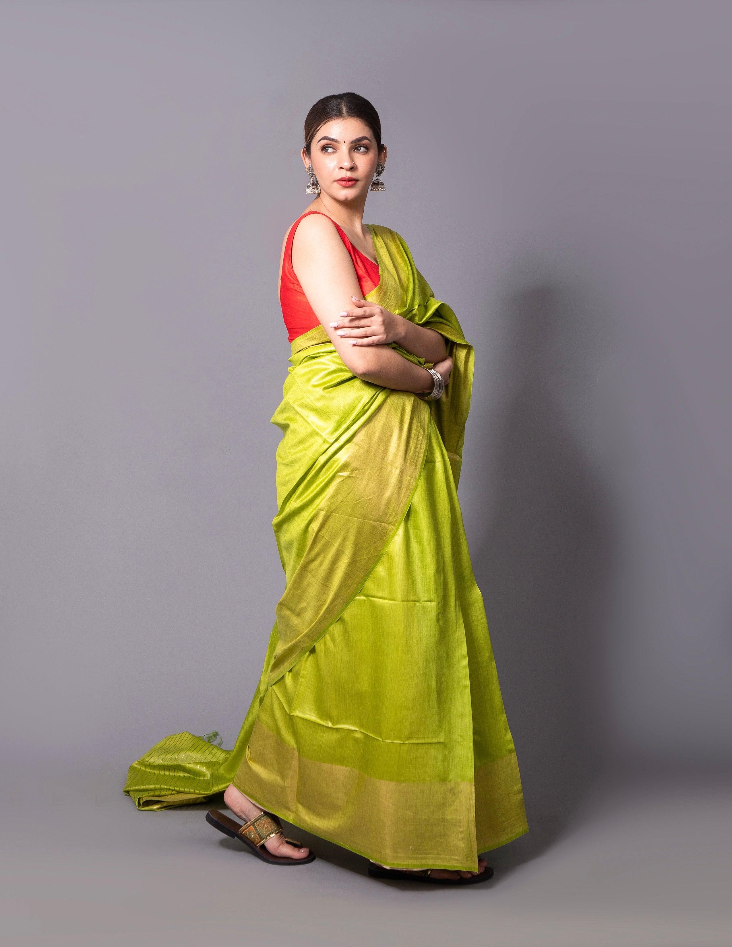 Ravi Kumar Bhagya Saree GOLDEN PARROT | Muga Silk | Indidha Saree