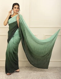 BDS Gandhi Nagar Saree GREEN HUE | Wrinkle Satin  | Indidha Saree