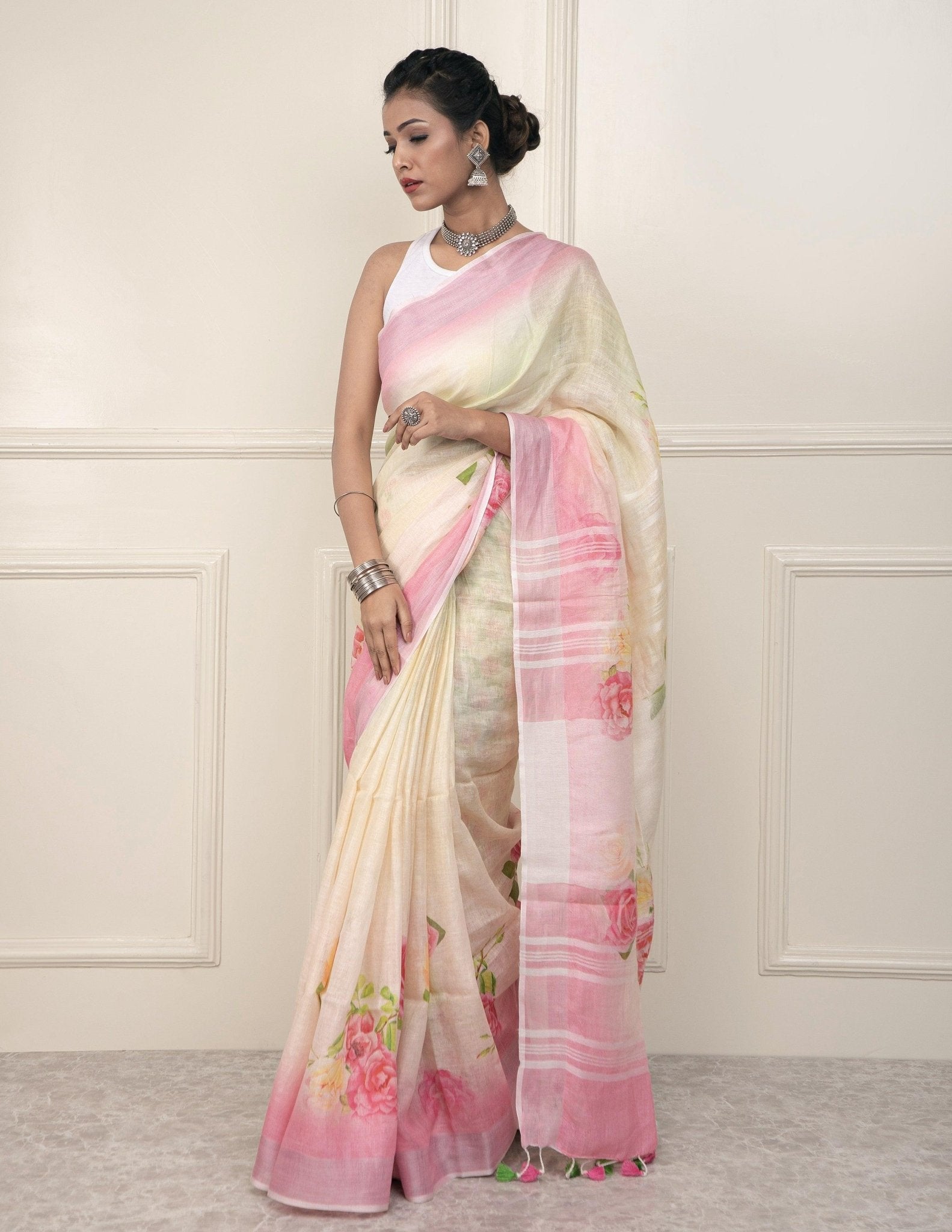GULABI ROSE | Linen | Indidha Saree