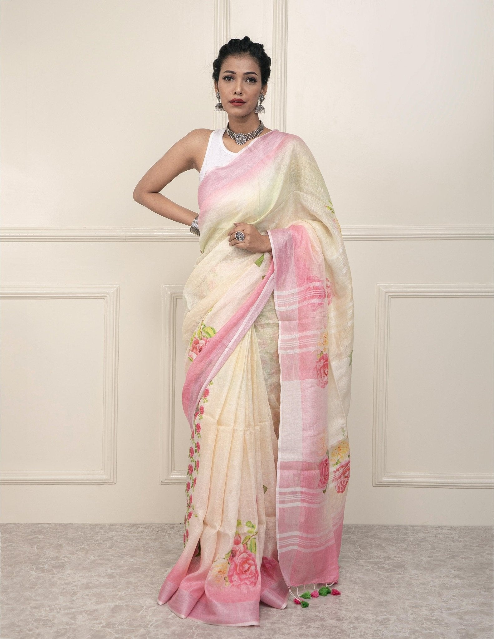 GULABI ROSE | Linen | Indidha Saree