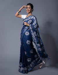 Bina Textile BGP Saree INDIGO STARS | Cotton | Indidha Saree