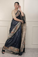 INDRANI | Hand - painted Tussar Silk | Madhubani Print | Indidha Saree