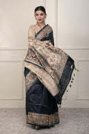 INDRANI | Hand - painted Tussar Silk | Madhubani Print | Indidha Saree