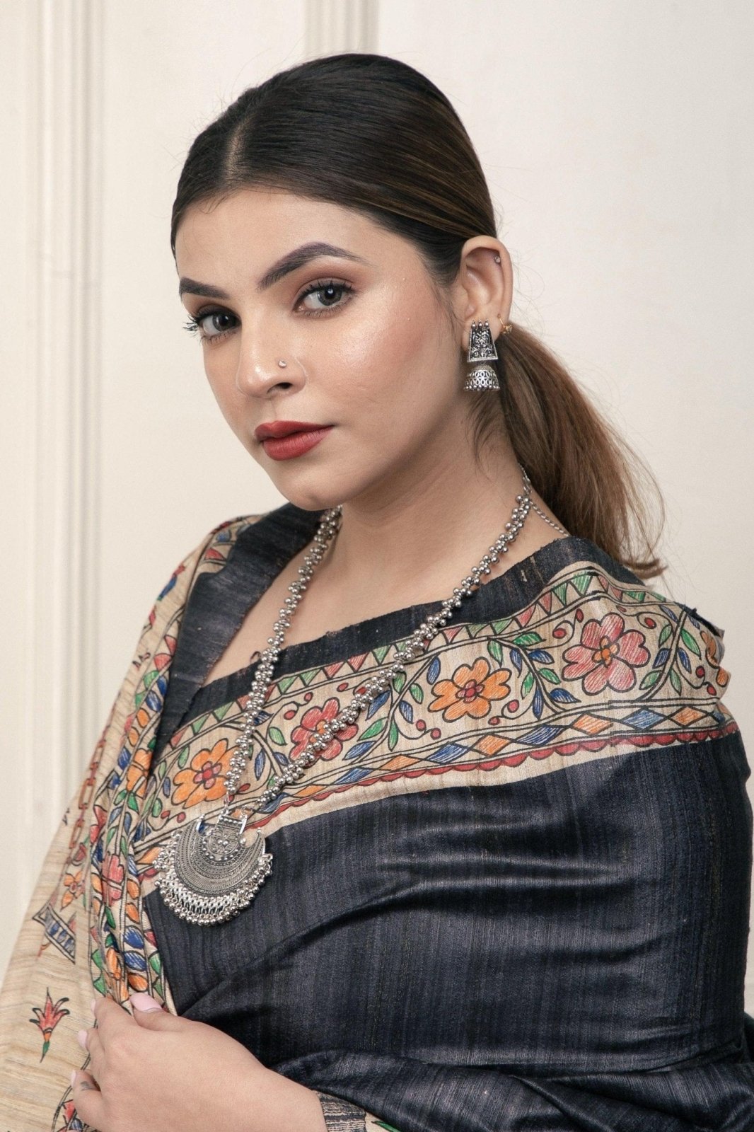 INDRANI | Hand - painted Tussar Silk | Madhubani Print | Indidha Saree