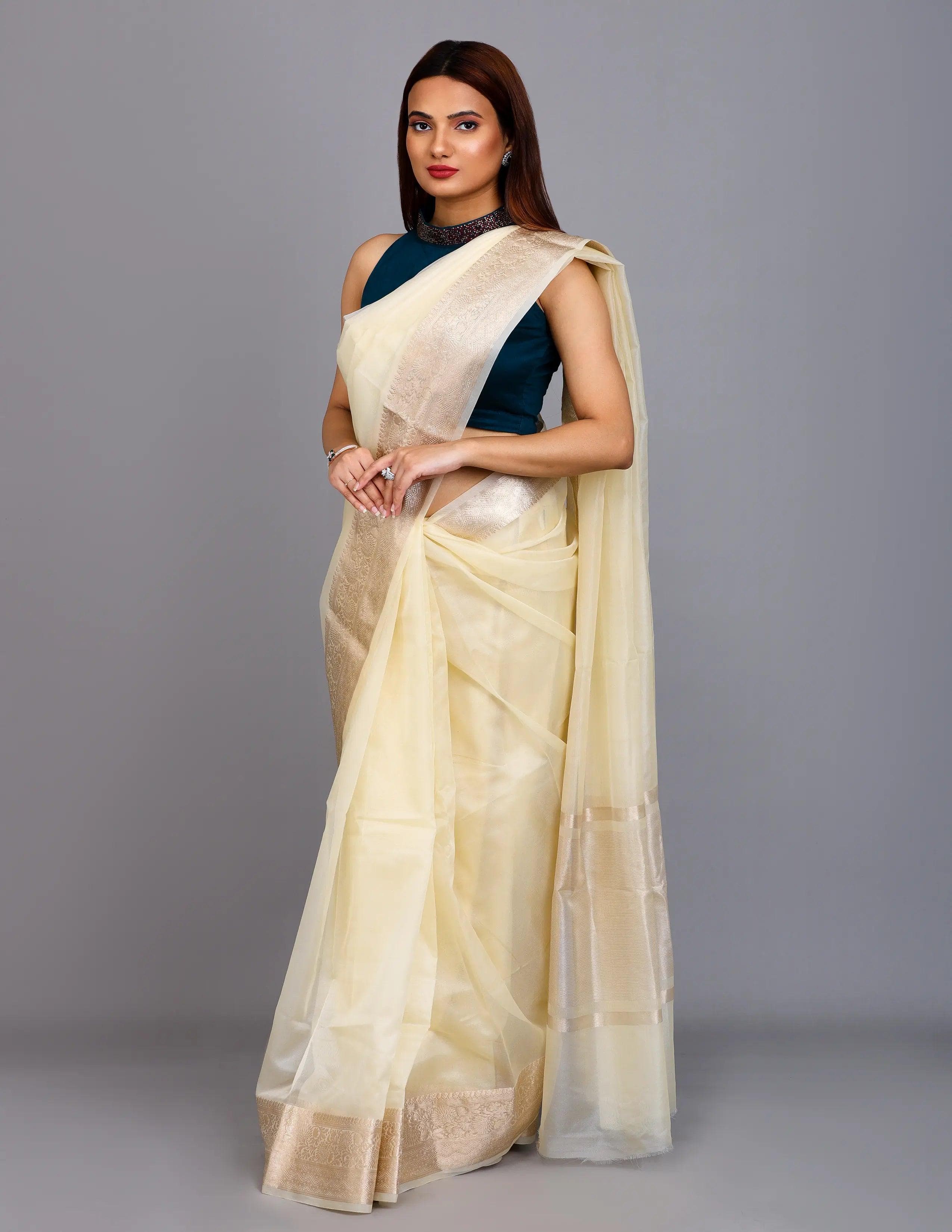 National Handloom, BGP Saree OPAL | Organza with Banarasi Border | Indidha Saree